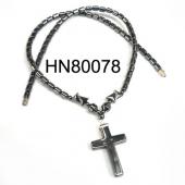 18inch Black Hematite Cross Pendant Necklace Religious Necklace